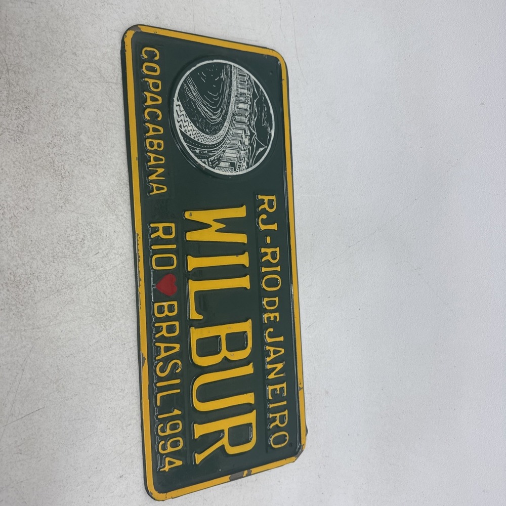 VTG Rio De Janeiro Copacabana WILBUR  License Plate 1994 Green Yellow